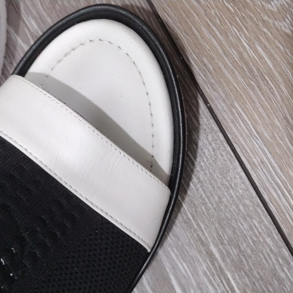 Calvin Klein black and white mesh open toe wedges. Size 10 - Picture 3 of 12